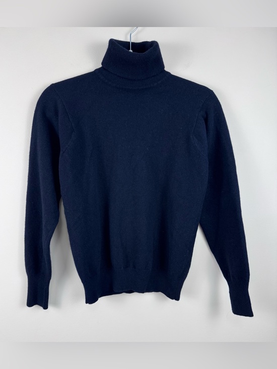 Ralph Lauren Sweaters - Vintage 1990s Ralph Lauren Women’s Lambswool Cashmere Turtleneck Sweater in Navy